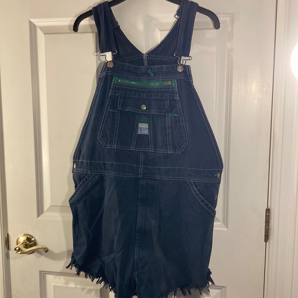 Vintage jean short overalls